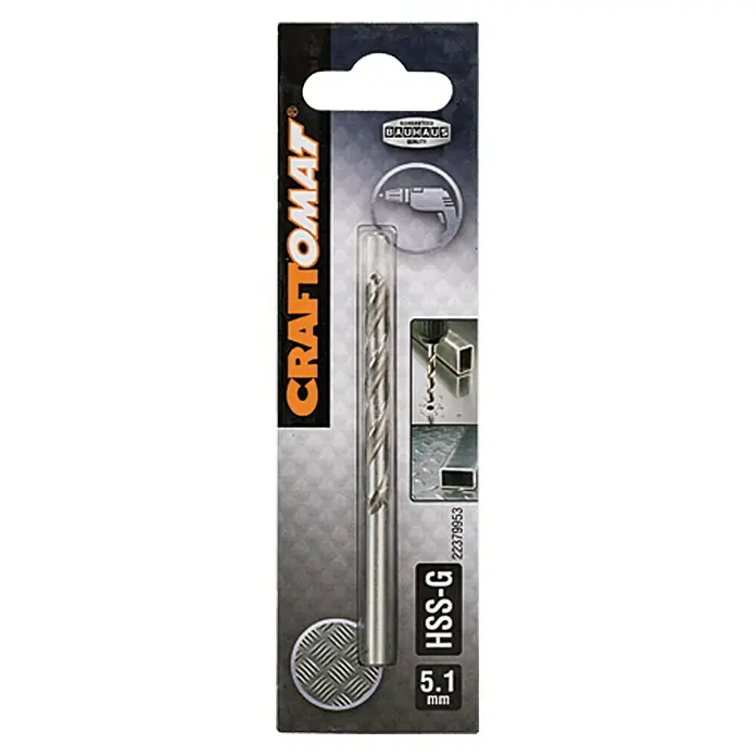 Craftomat Svrdlo za metal HSS-G - Promjer: 5,1 mm, Duljina: 86 mm - Pogled sprijeda