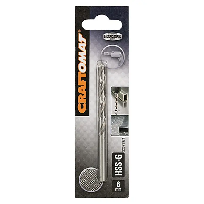 Craftomat Svrdlo za metal HSS-G - Promjer: 6 mm, Duljina: 93 mm - Pogled sprijeda
