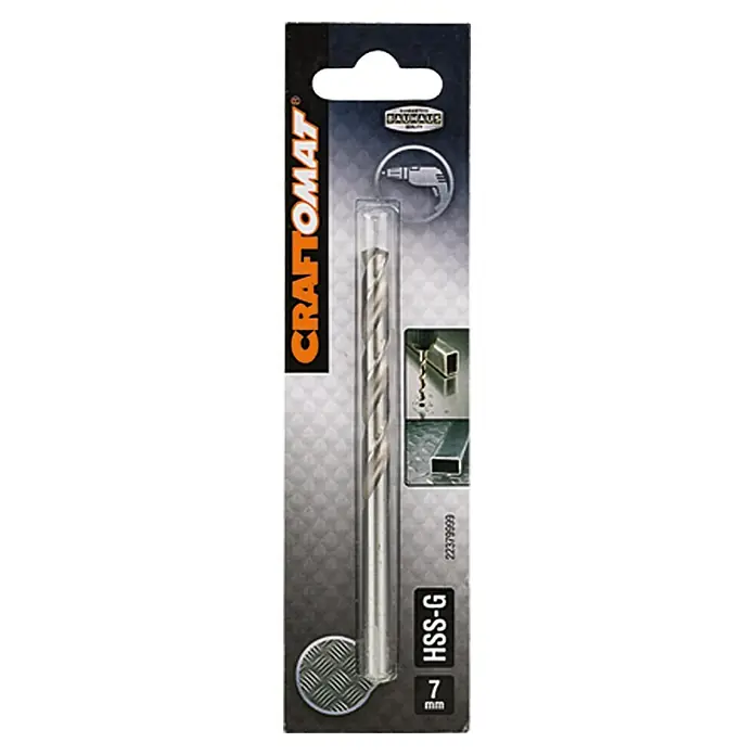 Craftomat Svrdlo za metal HSS-G - Promjer: 7 mm, Duljina: 109 mm - Pogled sprijeda