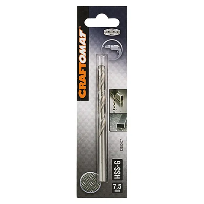 Craftomat Svrdlo za metal HSS-G - Promjer: 7,5 mm, Duljina: 109 mm - Pogled sprijeda