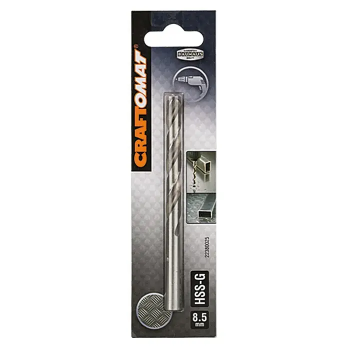 Craftomat Svrdlo za metal HSS-G - Promjer: 8,5 mm, Duljina: 117 mm - Pogled sprijeda