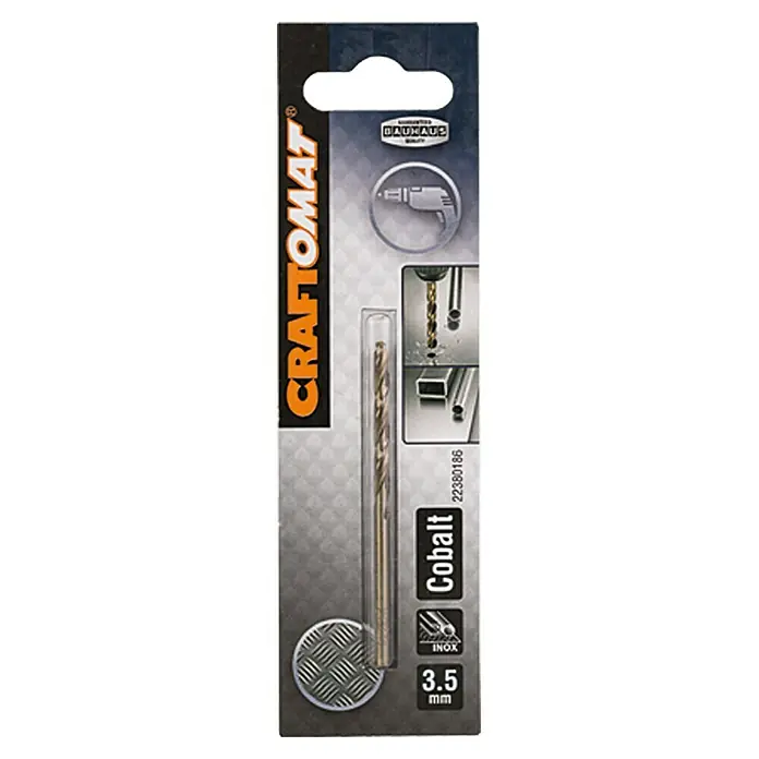 Craftomat Svrdlo za metal HSS-Co - Promjer: 3,5 mm, Duljina: 70 mm - Pogled sprijeda