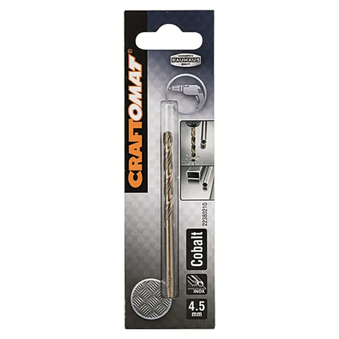 Craftomat Svrdlo za metal HSS-Co - Promjer: 4,5 mm, Duljina: 80 mm - Pogled sprijeda