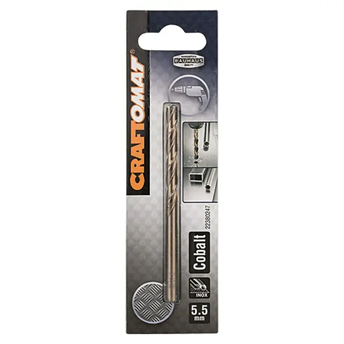Craftomat Svrdlo za metal HSS-Co - Promjer: 5,5 mm, Duljina: 93 mm - Pogled sprijeda