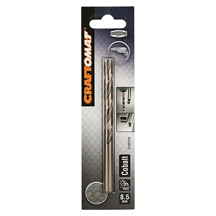 Craftomat Svrdlo za metal HSS-Co - Promjer: 8,5 mm, Duljina: 117 mm - Pogled sprijeda