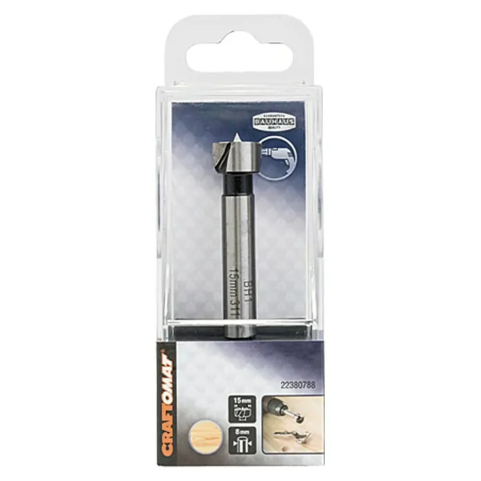 Craftomat Forstner svrdlo - Promjer: 15 mm, Promjer brtve: 8 mm - Pogled sprijeda