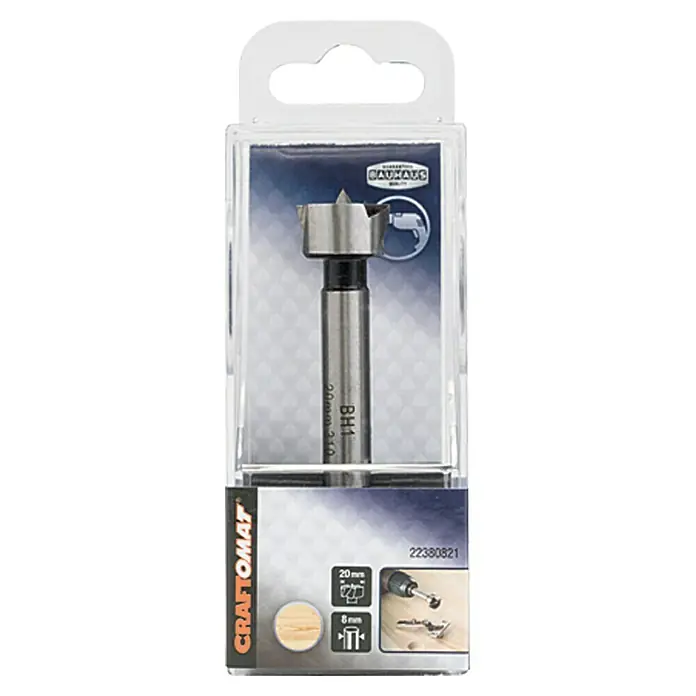 Craftomat Forstner svrdlo - Promjer: 20 mm, Promjer brtve: 8 mm - Pogled sprijeda