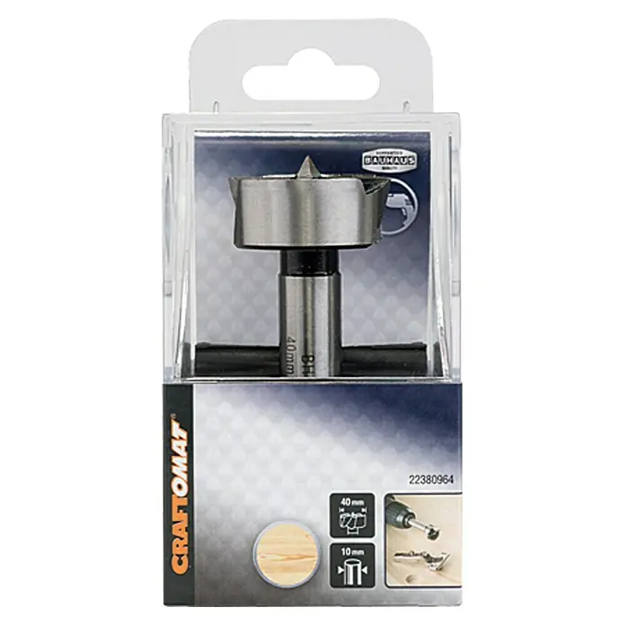 Craftomat Forstner svrdlo - Promjer: 40 mm, Promjer brtve: 10 mm - Pogled sprijeda