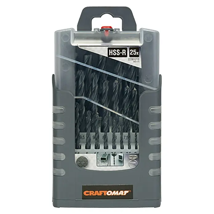 Craftomat Set svrdla za metal HSS-R Gripbox - 25 -dij., 1 mm - 13 mm, Norma: DIN 338 - Pogled sprijeda