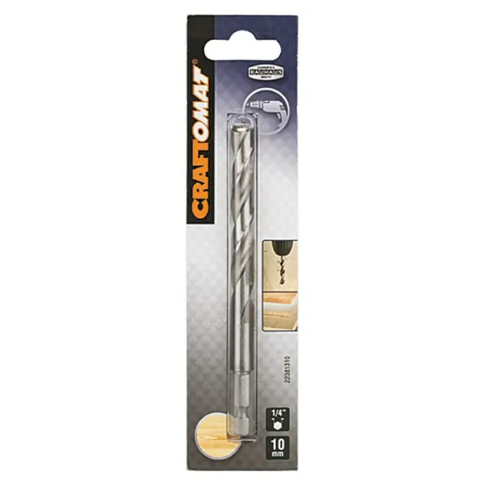 Craftomat Svrdlo za drvo - Promjer: 10 mm, ¼″ Hex - Pogled sprijeda