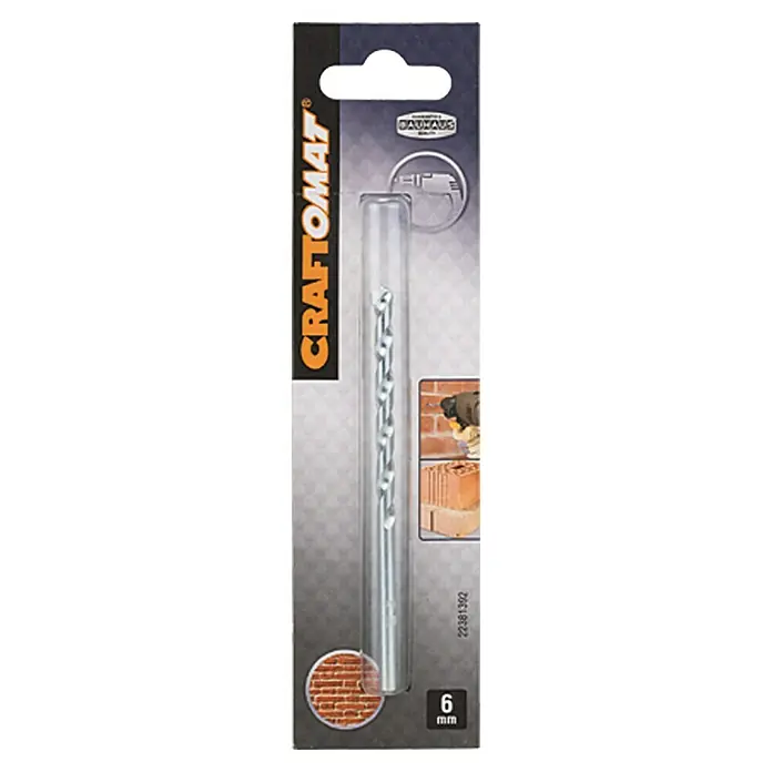 Craftomat Svrdlo za kamen - Promjer: 6 mm, Duljina: 100 mm, Radna duljina: 60 mm - Pogled sprijeda