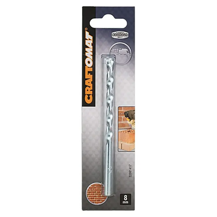 Craftomat Svrdlo za kamen - Promjer: 8 mm, Duljina: 120 mm, Radna duljina: 80 mm - Pogled sprijeda