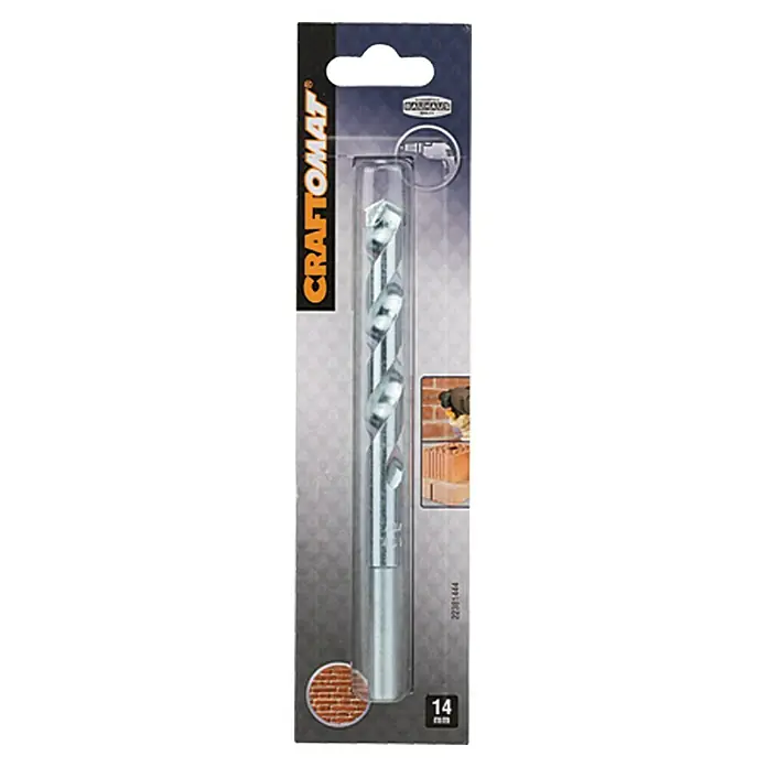 Craftomat Svrdlo za kamen - Promjer: 14 mm, Duljina: 150 mm, Radna duljina: 90 mm - Pogled sprijeda