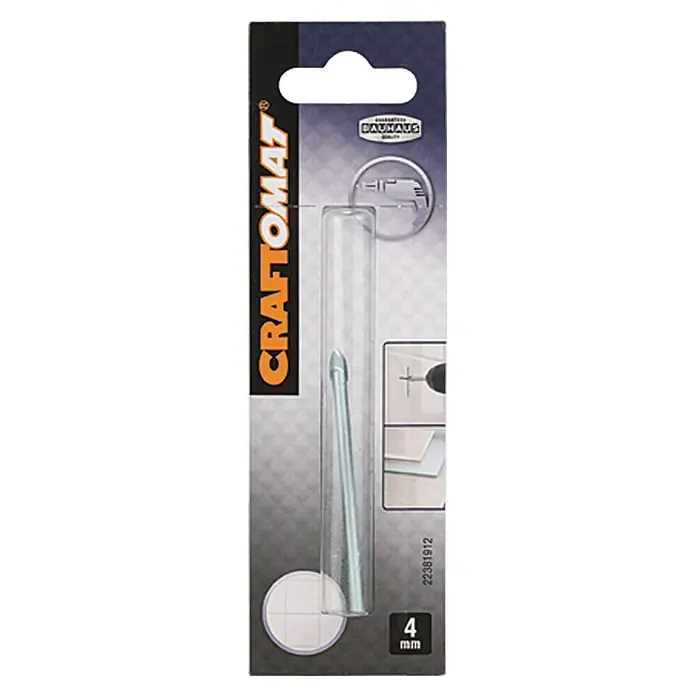 Craftomat Svrdlo za staklo - Promjer: 4 mm, Duljina: 64 mm - Pogled sprijeda