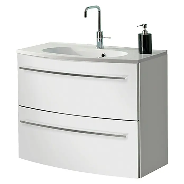 Camargue Swing Waschtischunterschrank - 80 x 45,6 x 63 cm, Weiß, Hochglanz