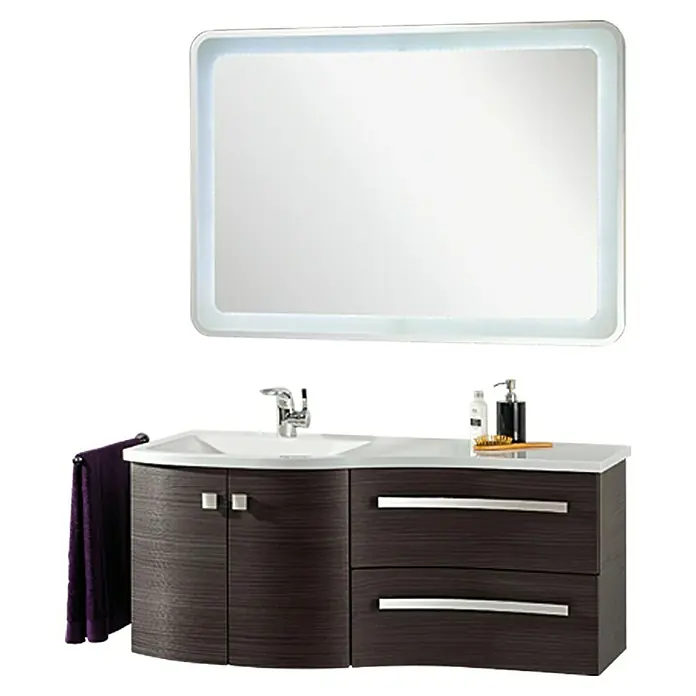 Camargue Wave Einbauwaschbecken - 120 x 55 cm, Links, Mineralguss, Weiß