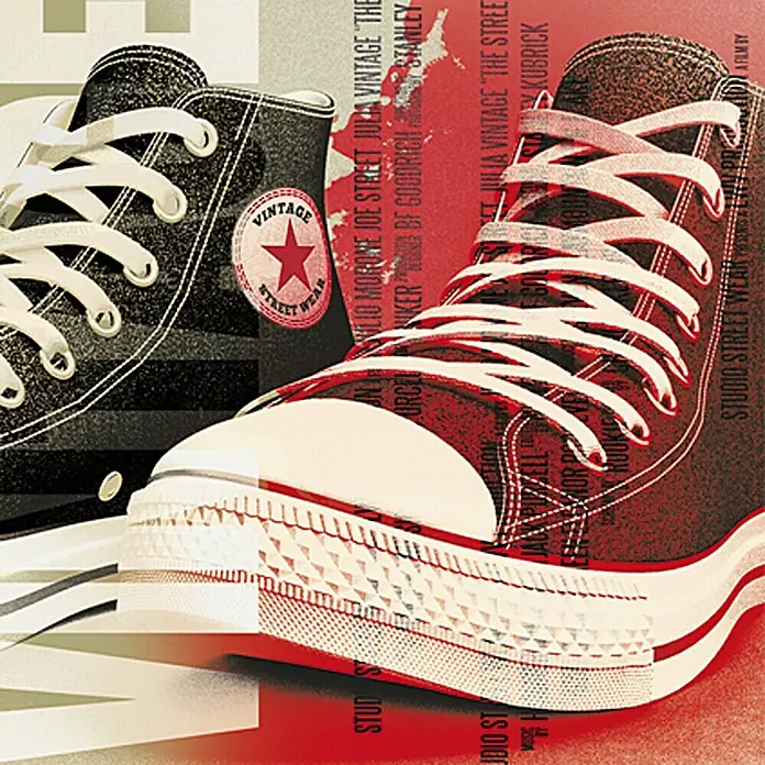 Bild - Vintage Sneakers, B x H: 40 x 40 cm - Vorderansicht