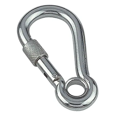 Karabinerhaken mit Sicherheitsmutter und Kausche