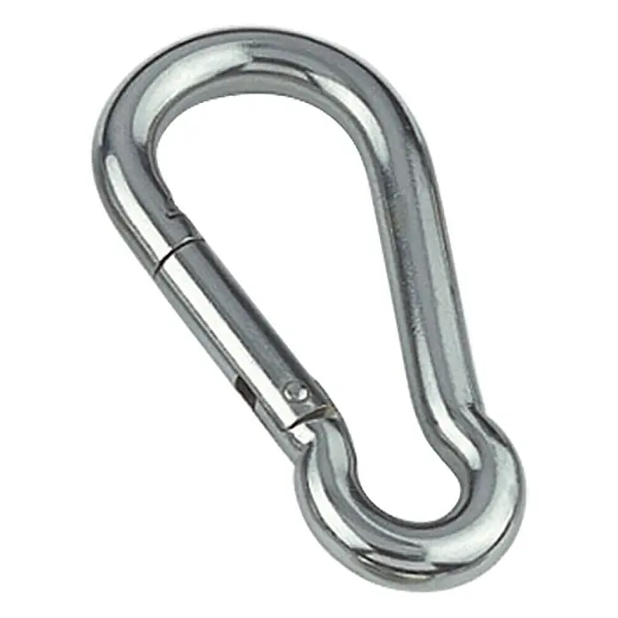 Karabinerhaken - Durchmesser: 7 mm, Länge: 70 mm, Edelstahl, Poliert