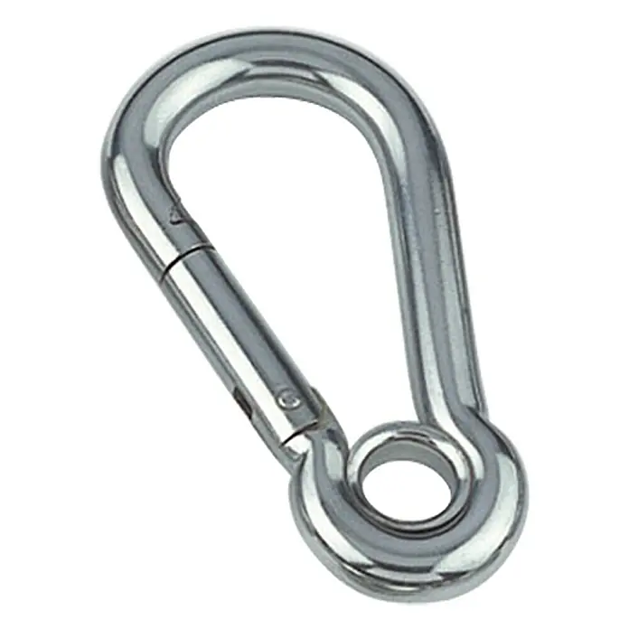 Karabinerhaken - Mit Kausche, Durchmesser: 10 mm, Länge: 100 mm, Edelstahl, A4, Poliert