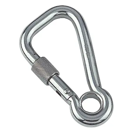 Karabinerhaken mit Sicherheitsmutter und Kausche