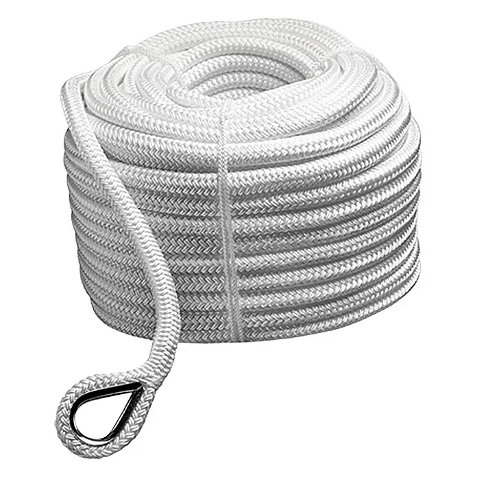 Robline Konop za sidrenje sa metalnom ušicom Poseidon - 12 mm, 50 m, Poliester, Bijele boje