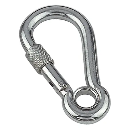 Karabinerhaken mit Sicherheitsmutter und Kausche