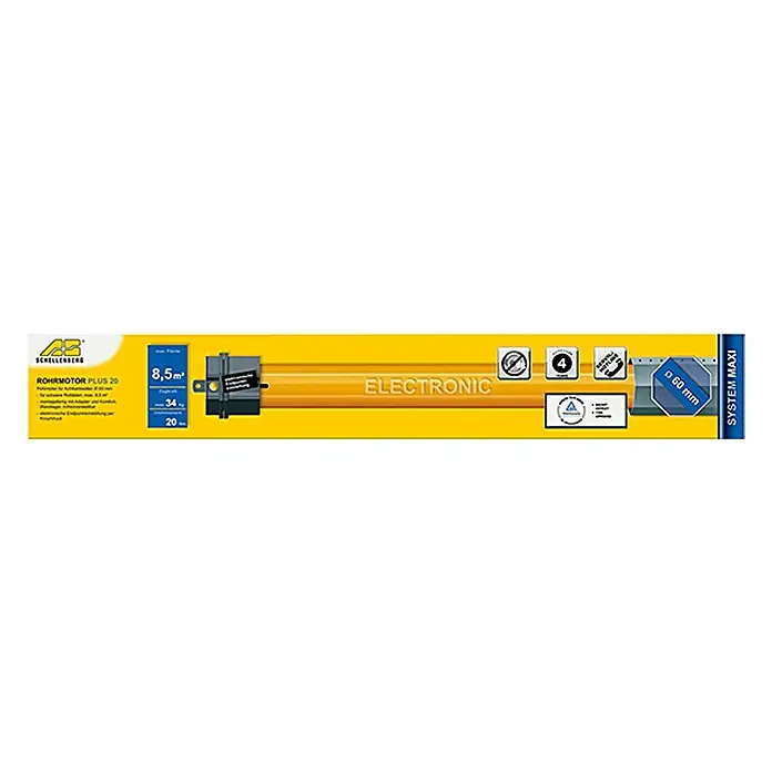 Schellenberg Rohrmotor Maxi Plus 20 - Max. Rollladenfläche: 8,5 m² bei Kunststoffrollläden, Einbaulänge: 555 mm, Zugkraft: 34 kg