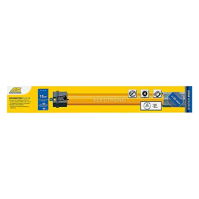 Schellenberg Rohrmotor Maxi Plus 40 - Max. Rollladenfläche: 15 m² bei Kunststoffrollläden, Einbaulänge: 620 mm, Zugkraft: 60 kg