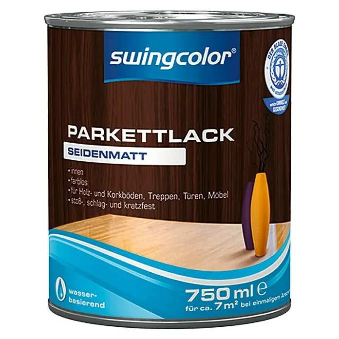 swingcolor Parkettlack - Farblos, Seidenmatt, 750 ml, Wasserbasiert