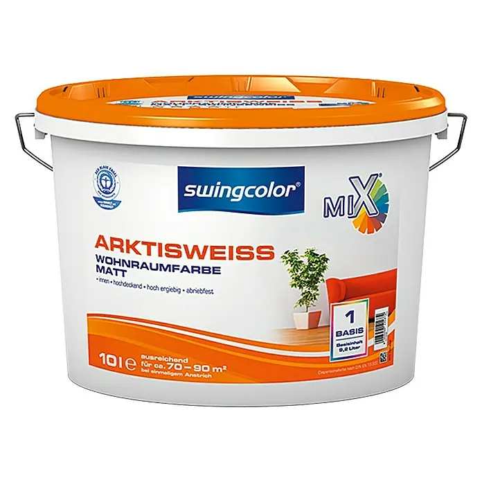 swingcolor Mix Wandfarbe Arktisweiß - Basismischfarbe, 2,5 l, Matt