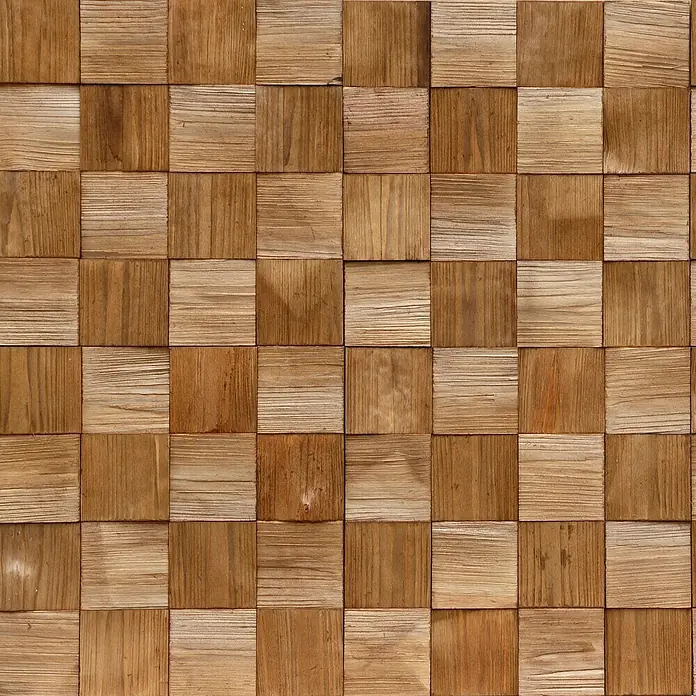 Holzpaneel Quadro III - Kiefer, Quadrate, 380 x 380 mm, Stärke: 6 mm - 14 mm, 4 Paneele - Vorderansicht