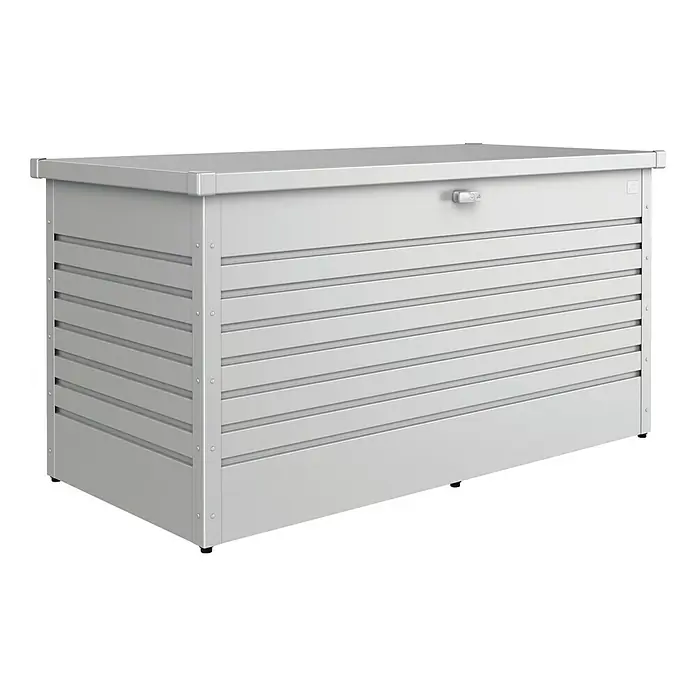 Biohort Garten-Aufbewahrungsbox FreizeitBox 160 - L x B x H: 160 x 79 x 83 cm, Silber Metallic, Stahl - Linke Seitenansicht