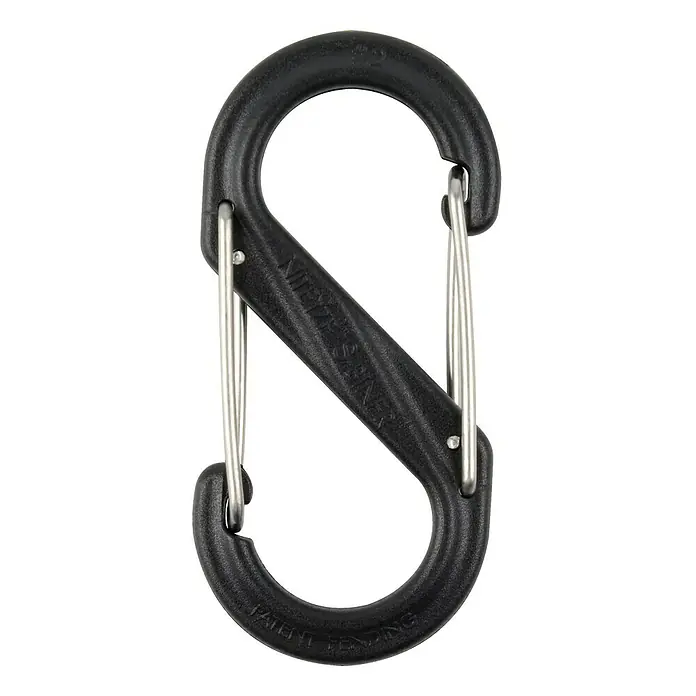 Nite Ize Mosquetón doble - 76 x 50 mm, Plástico, Negro, Resistencia a la tracción: 4,5 kg - Vista frontal