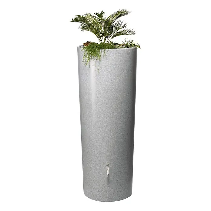 Garantia Modern Line Regenspeicher Stone 2 in 1 - 350 l, Silver, Ø x H: 62 x 150 cm - Vorderansicht