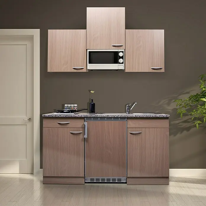 Respekta Singleküche KB150BBMIBO - 150 cm, Mit Duo-Kochmulde, Buche-Nachbildung