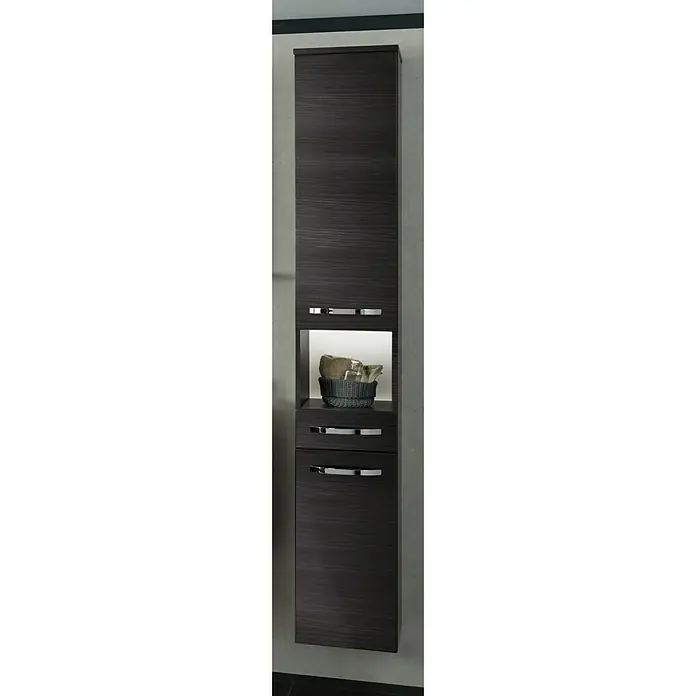 Camargue Star Hochschrank - 30,4 x 32,5 x 181,6 cm, Darkoak, Ausführung: Links - Vorderansicht