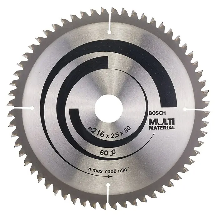 Bosch List za kružnu pilu Multi Material - 216 mm, Provrt: 30 mm, 60 zubaca - Pogled sprijeda