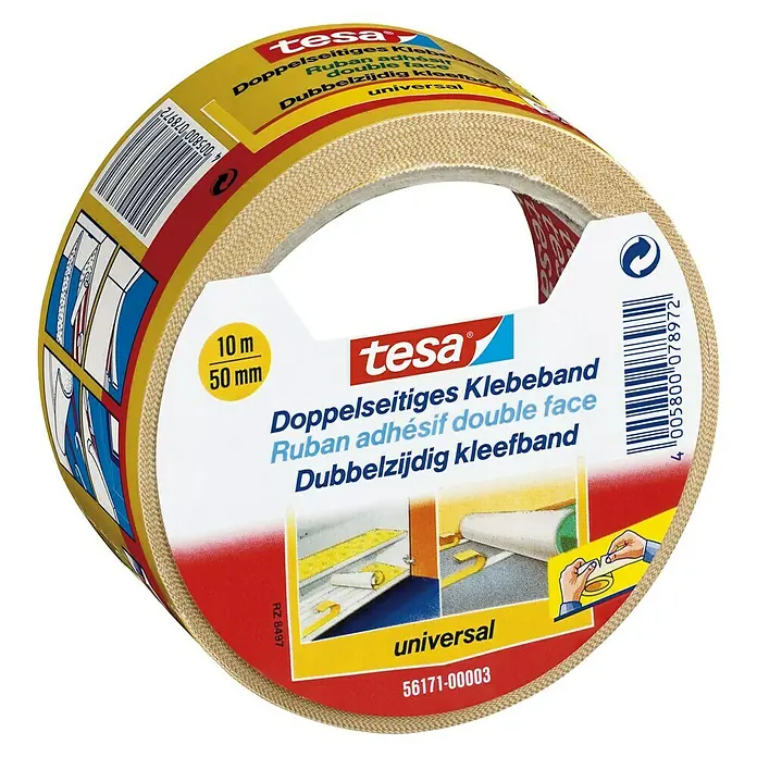 Tesa Doppelseitiges Klebeband Universal - 10 m x 50 mm - Linke Seitenansicht