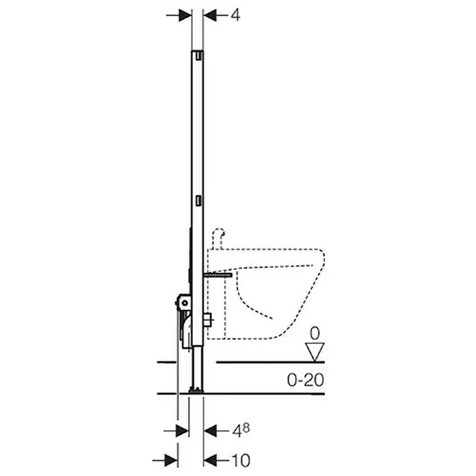 Geberit Duofix Bidet-Montageelement - 10 x 50 x 112 cm, Pulverbeschichtet - Detailaufnahme