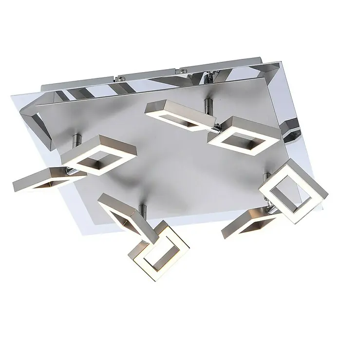 Paul Neuhaus Twins LED-Deckenleuchte - 20 W, L x B x H: 30,5 x 30,5 x 12 cm, Silber, Warmweiß