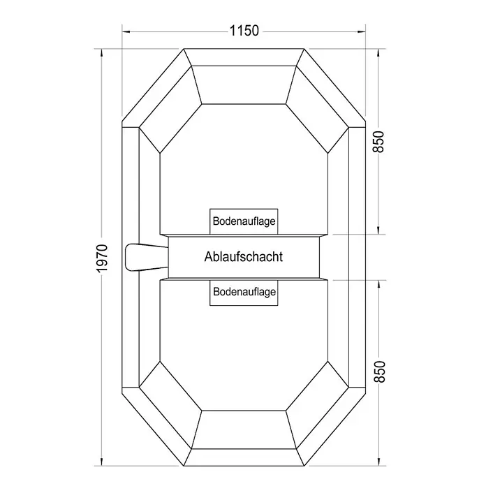 Ottofond Badewannenträger Monaco - Passend für: Eckbadewanne Monaco 200 x 118 cm - Ansicht von oben