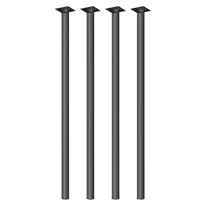Element System Komplet nožica za namještaj Burgund - Ø x D: 30 x 700 mm, Boja: Crne boje, Nosivost: 50 kg, 4 kom - Pogled sprijeda
