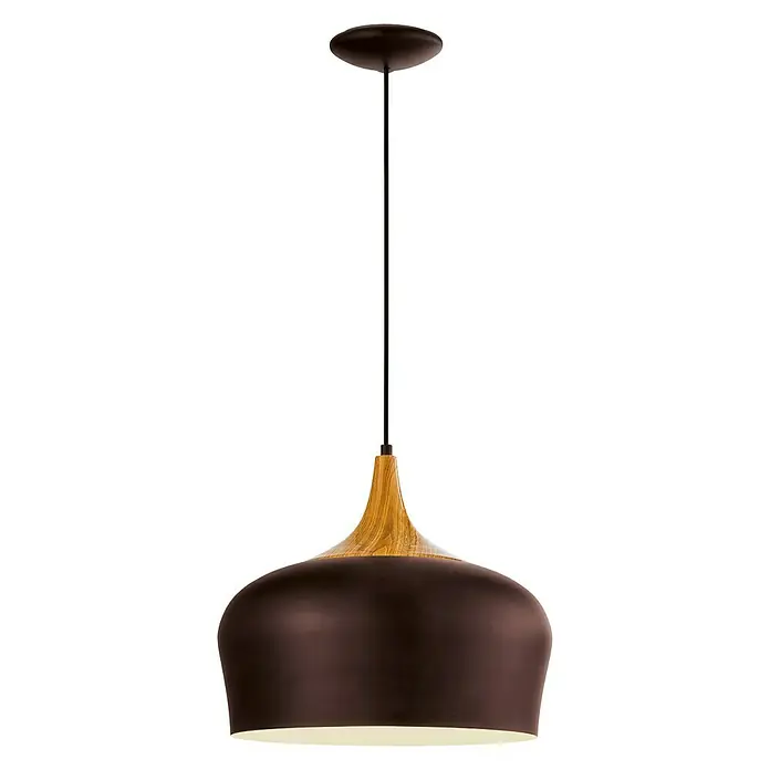 Eglo Okrugla viseća svjetiljka Obregon - 60 W, Ø x V: 350 mm x 110 cm, Hrast-smeđa, E27 - Pogled sprijeda