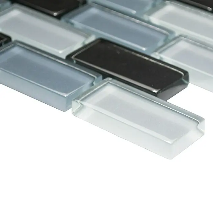Mosaikfliese Brick Crystal Mix XCM B899 - 32,2 x 31 cm, Schwarz, Glänzend - Vorderansicht