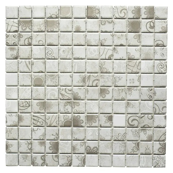Mosaikfliese Quadrat LACEO LB 106 - 29,8 x 29,8 cm, Grau, Matt - Ansicht von oben