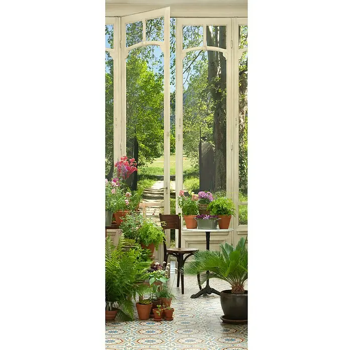 Vinilo para puertas - Porche acristalado, 83 x 204 cm - Vista frontal