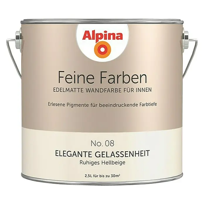 Alpina Wandfarbe Elegante Gelassenheit - 2,5 l, Elegante Gelassenheit, No. 08 - Ruhiges Hellbeige, Matt - Vorderansicht