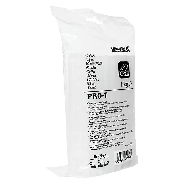Rapid Barras termoadhesivas Pro-T - Apto para: PVC/cristal, 12 mm, Transparente, 1.000 g - Vista de perfil izquierdo