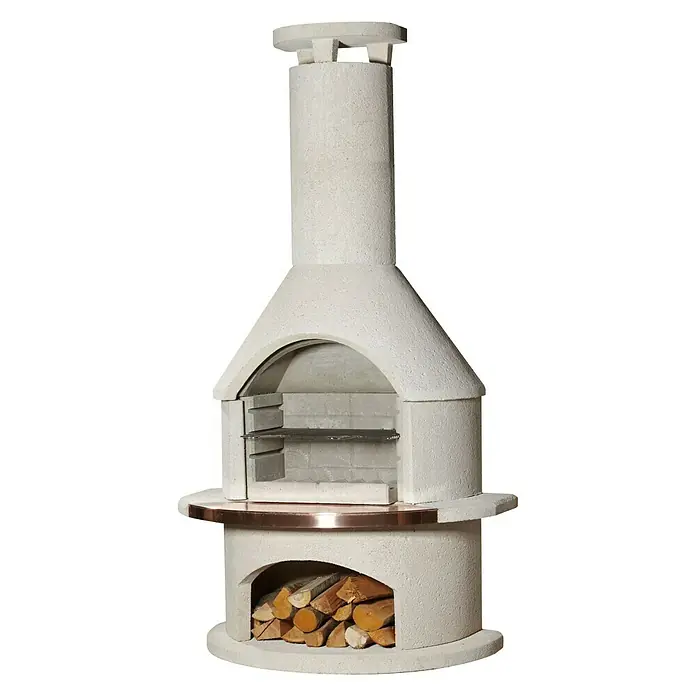 Buschbeck Grillkamin Rondo - Feuerfester Leichtbeton, Hauptgrillfläche: 54 x 34 cm - Vorderansicht